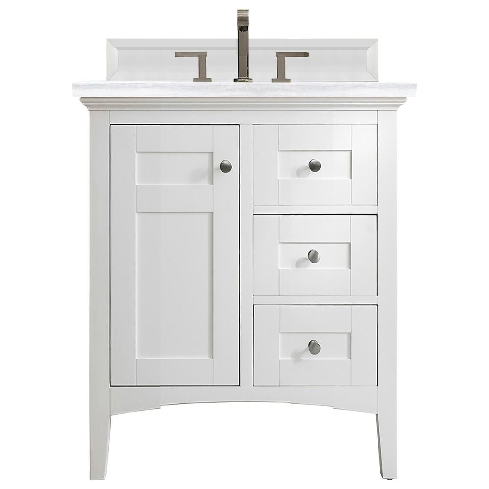 James Martin Vanities Palisades 30" Single Bathroom Vanity in Bright White with 3 cm Arctic Fall Solid Surface Top and Rectangular Sink, , large