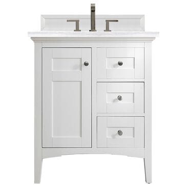 James Martin Vanities Palisades 30" Single Bathroom Vanity in Bright White with 3 cm Arctic Fall Solid Surface Top and Rectangular Sink, , large