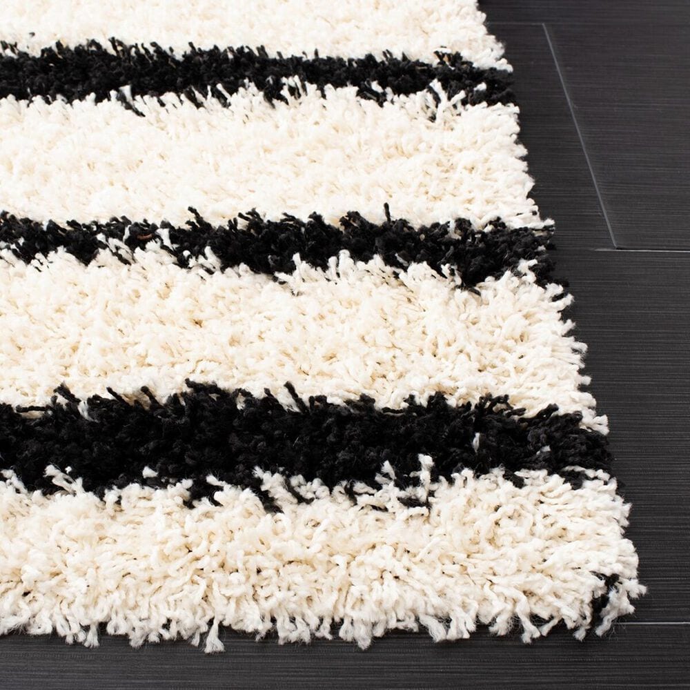 Safavieh Venus Shag VNS603A 2&#39;2&quot; x 8&#39; Ivory and Black Runner, , large