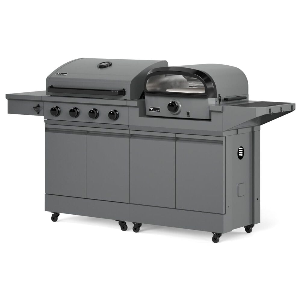 Tytus Anaheim and Emberwood 3-Piece Modular Duo with Gas Tabletop Pizza Oven in Gunmetal Gray, , large