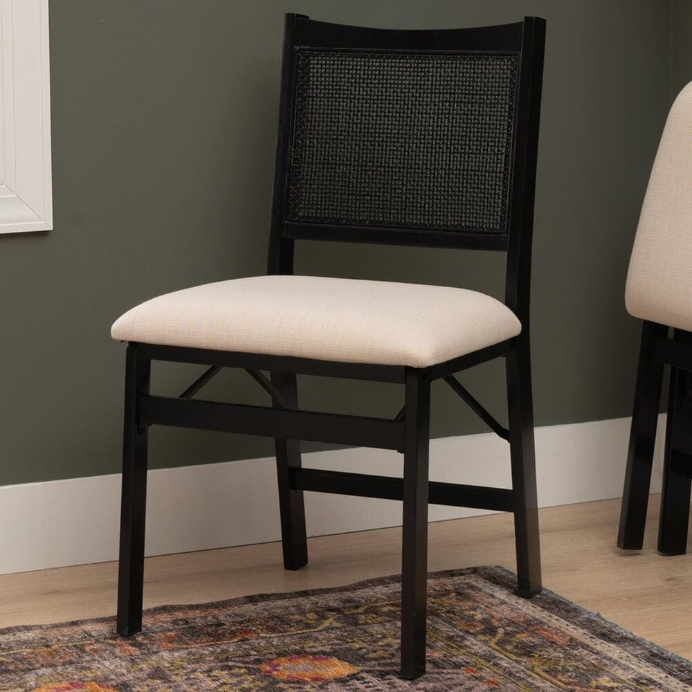 Linon Home Decor Bauer Cane Folding Side Chair in Black, , large