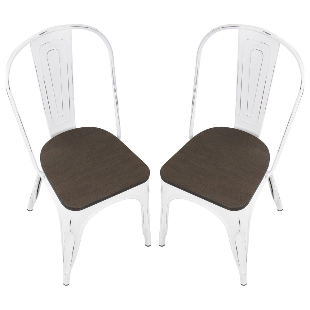 Lumisource Oregon Stackable Dining Chair in Esoressi/Vintage White &#40;Set of 2&#41;, , large