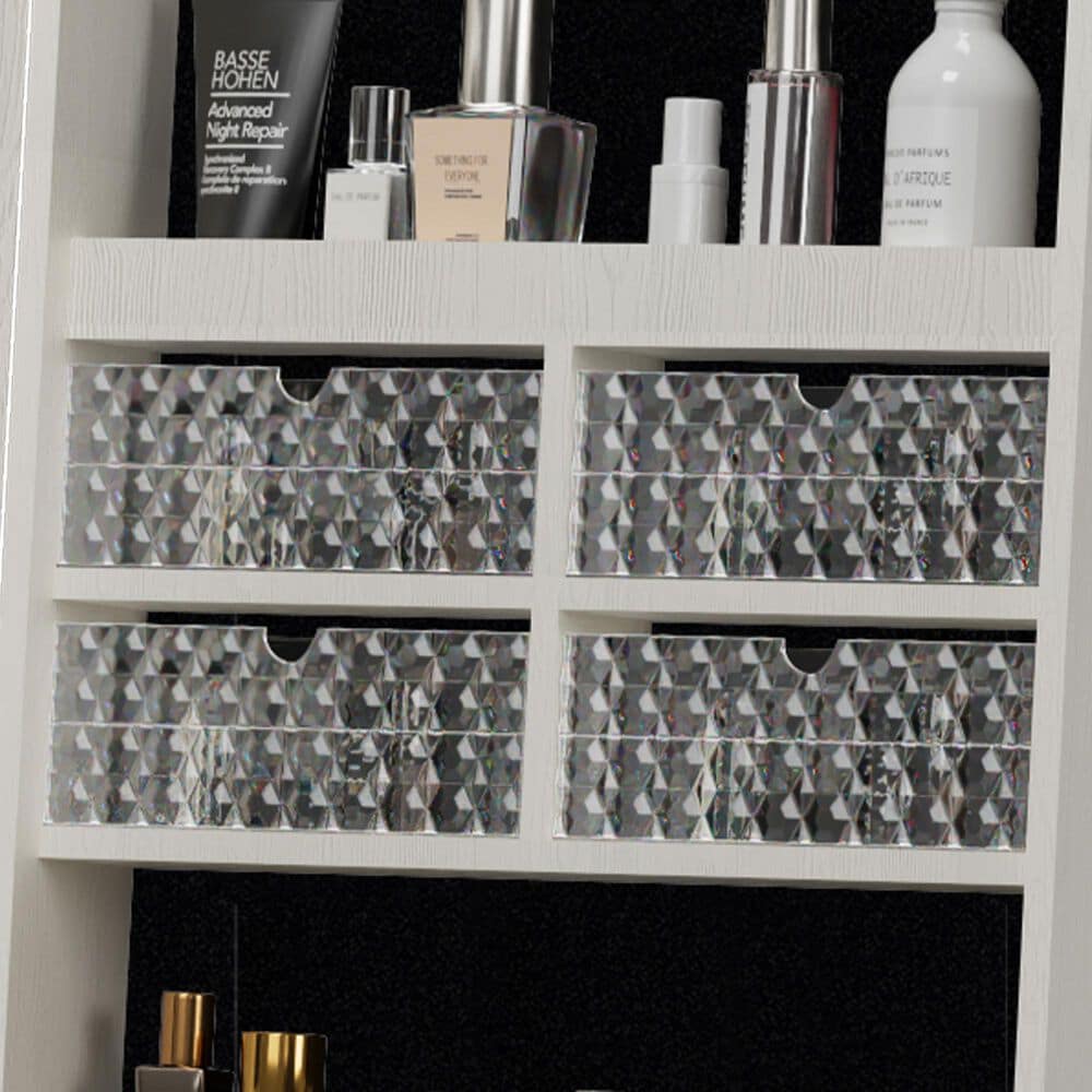 GigaCloud Swivel Jewelry Cabinet with Full Length Mirror and Locking Mechanism in White, , large