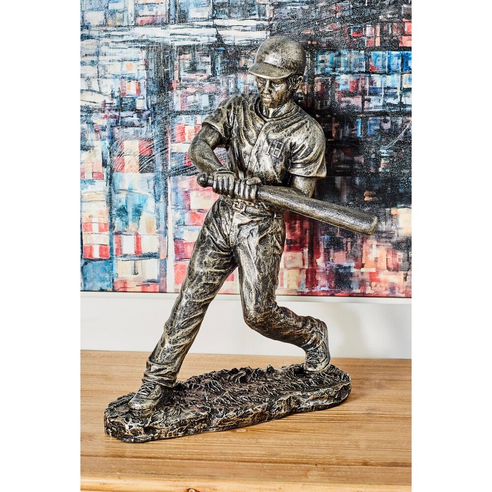 Maple and Jade Baseball Player Sculpture in Silver, , large