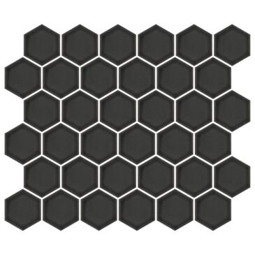 Emser Savvy Pewter 2" Hexagon on 11" x 12" Glazed Porcelain Mosaic Sheet, , large