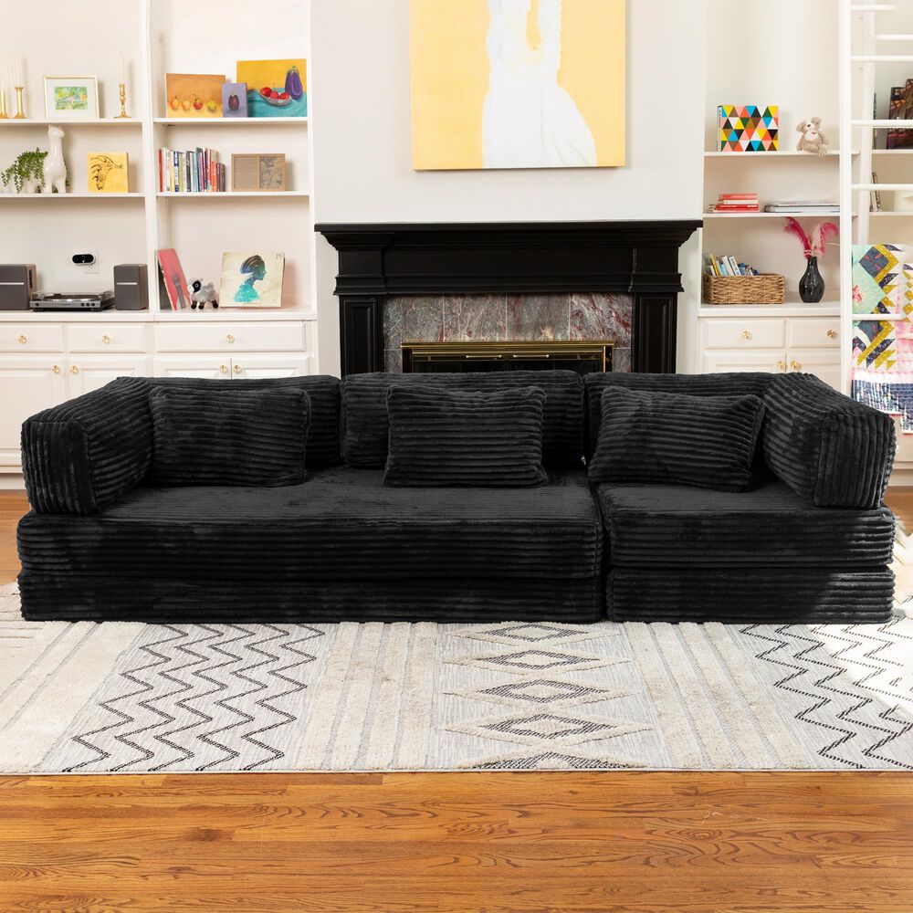 Jaxx Unsofa Stationary Sofa in Black, , large