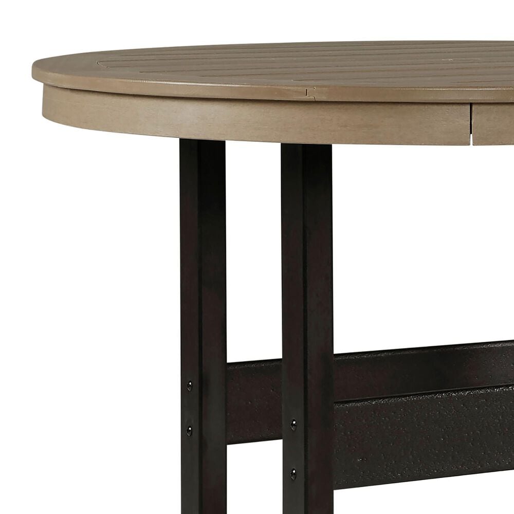 Ashley Fairen Trail Round Bar Table in Black and Driftwood, , large