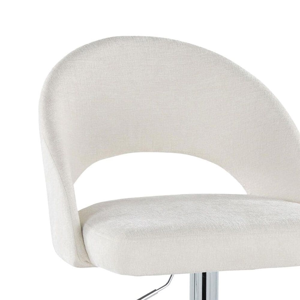 LumiSource Renee Adjustable Swivel Bar Stool with Cream Fabric Upholstery in Chrome (Set of 2), , large