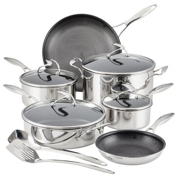 Circulon Cookware 10-Piece Tri-Ply Clad Nonstick Cookware Set with 2-Piece Bonus Utensil Set in Stainless Steel, , large