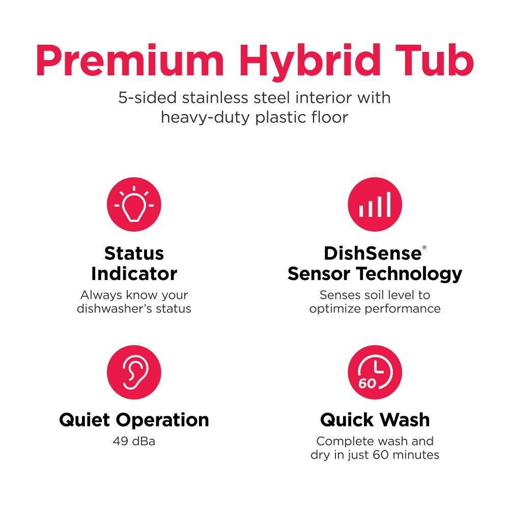 Frigidaire 24&quot; Built-In Pocket Handle Dishwasher with Hybrid Tub in Stainless Steel, , large