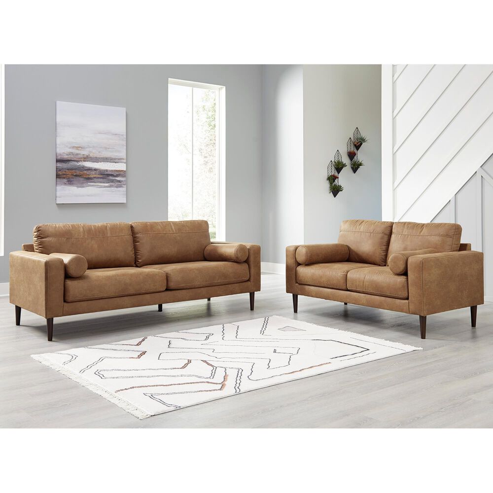 Ashley Telora Stationary Sofa and Loveseat Set in Caramel, , large
