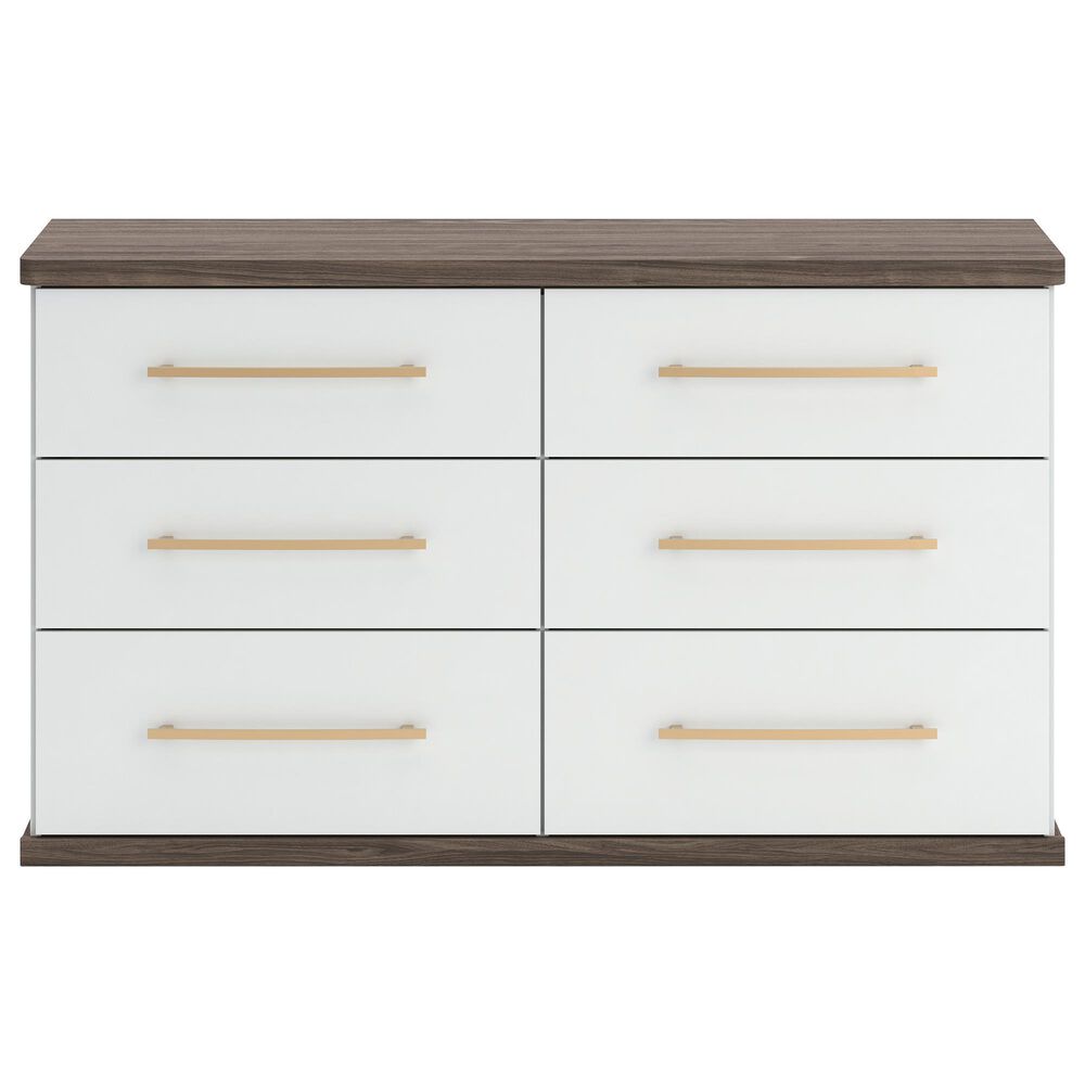 Ashley Kendanport Queen Upholstered Bed with Dresser and Nightstand in Brown and White, , large