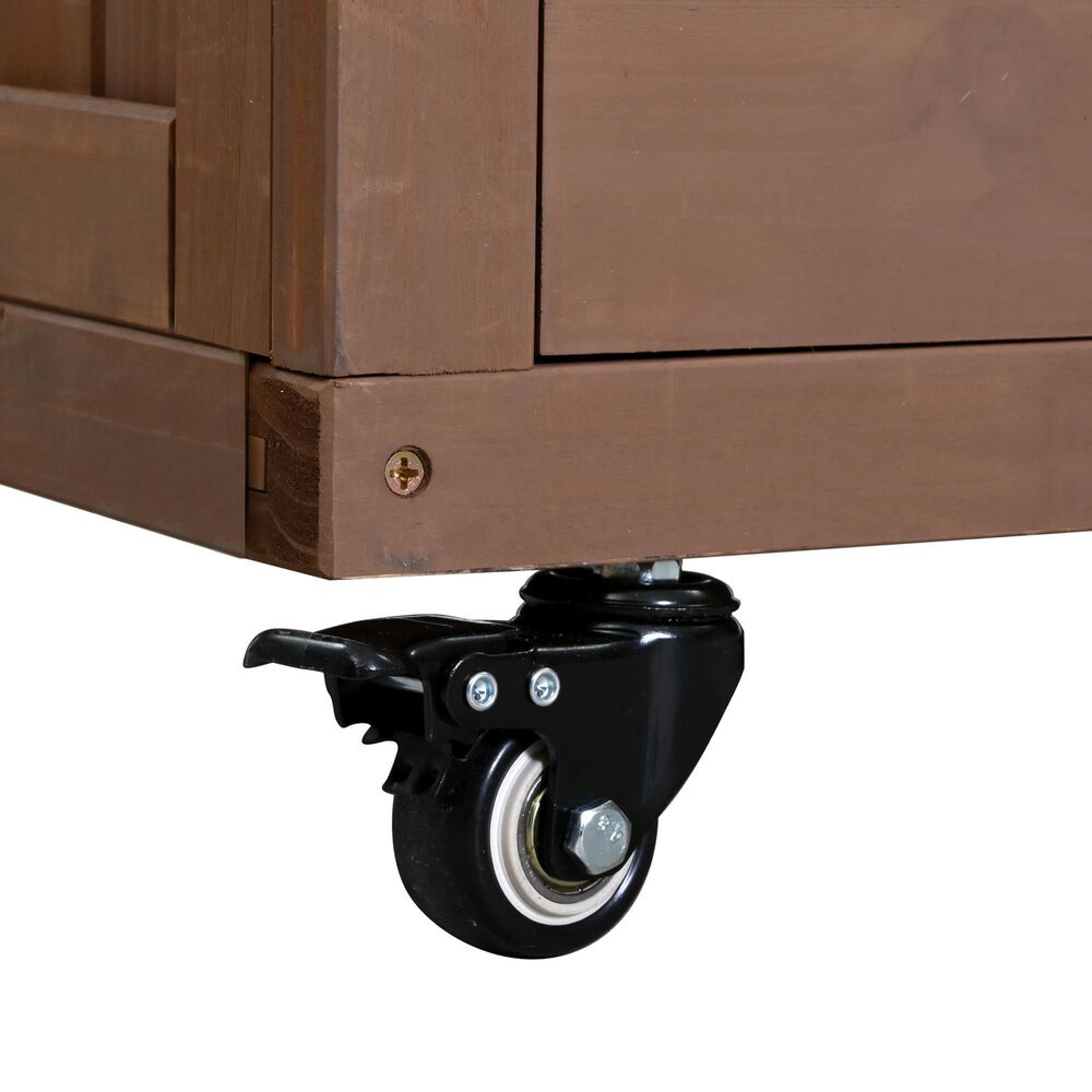 Hearth and Haven Outdoor Kitchen Island Cart with Extendable Stainless Steel Top and Adjustable Shelf in Brown, , large