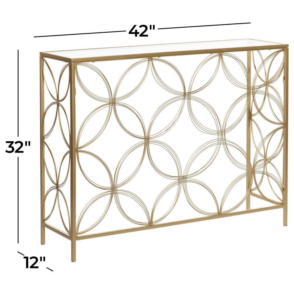 Maple and Jade 32" Console Table with Glass Top in Gold, , large