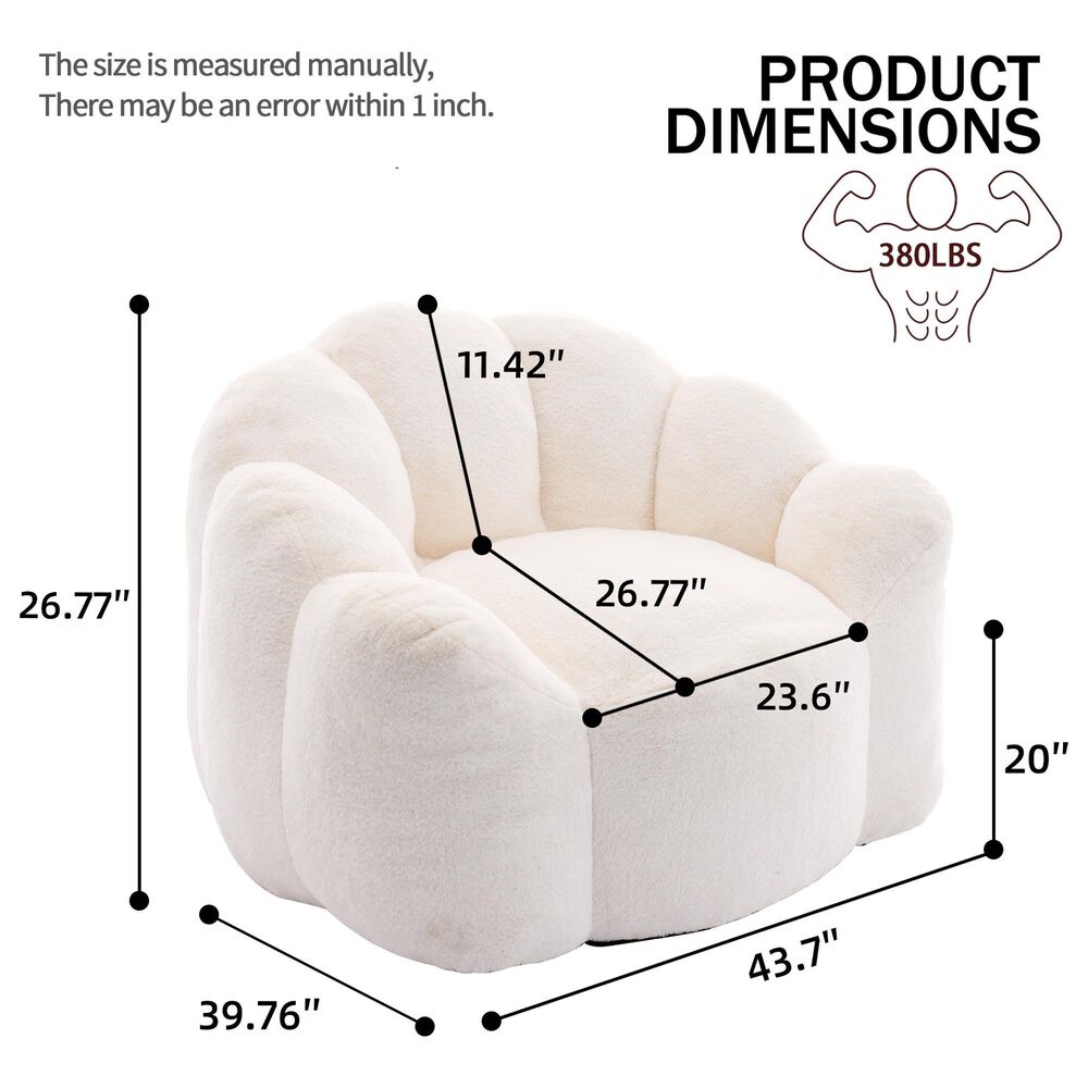 Hearth and Haven Lotus Bean Bag Chair with Pull Ring in White, , large
