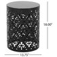 Hearth and Haven Large Iron Patio End Table with Floral Pattern in Black, , large