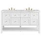James Martin Vanities Breckenridge 60" Double Bathroom Vanity in Bright White with 3 cm Carrara White Marble Top and Rectangular Sinks, , large
