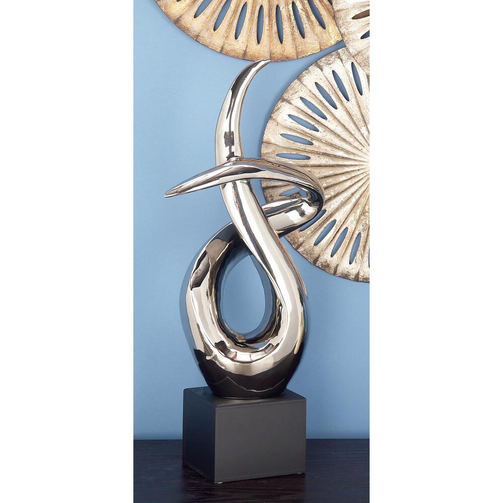 Maple and Jade 22&quot; Abstract Sculpture in Silver and Black, , large