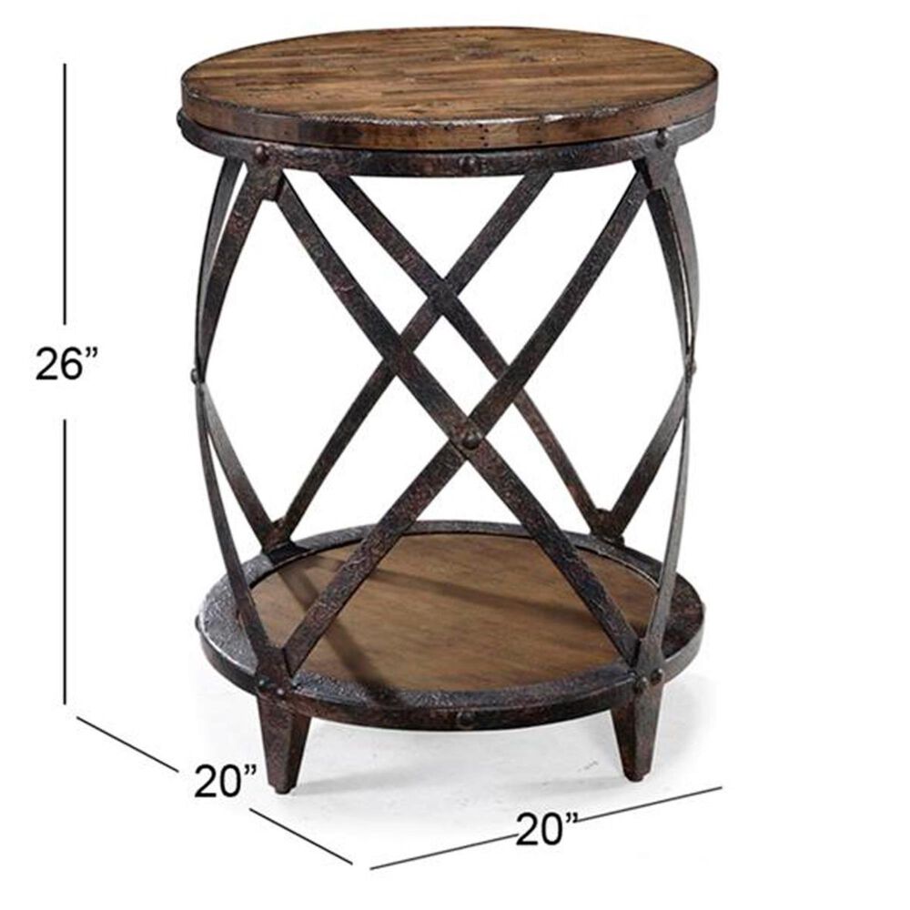 Nicolette Home Pinebrook Round Accent End Table in Natural Pine, , large
