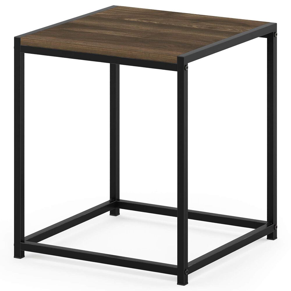 HOMLUX 1-Tier End Table in Columbia Walnut and Black, , large