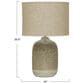 Teak Interiors Stoneware Table Lamp with Linen Shade in Taupe Reactive Glaze, , large