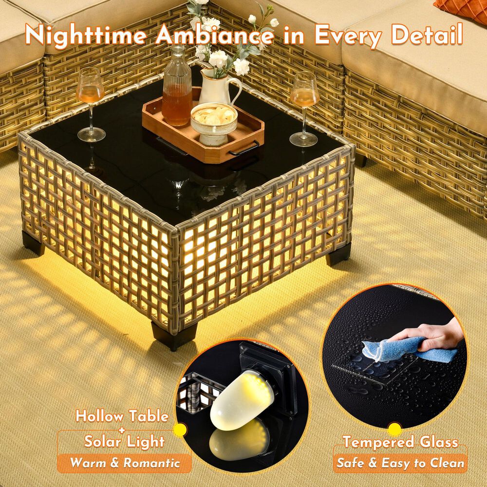 HOMLUX 10-Piece Modular Patio Conversation Set in Denim Beige, , large