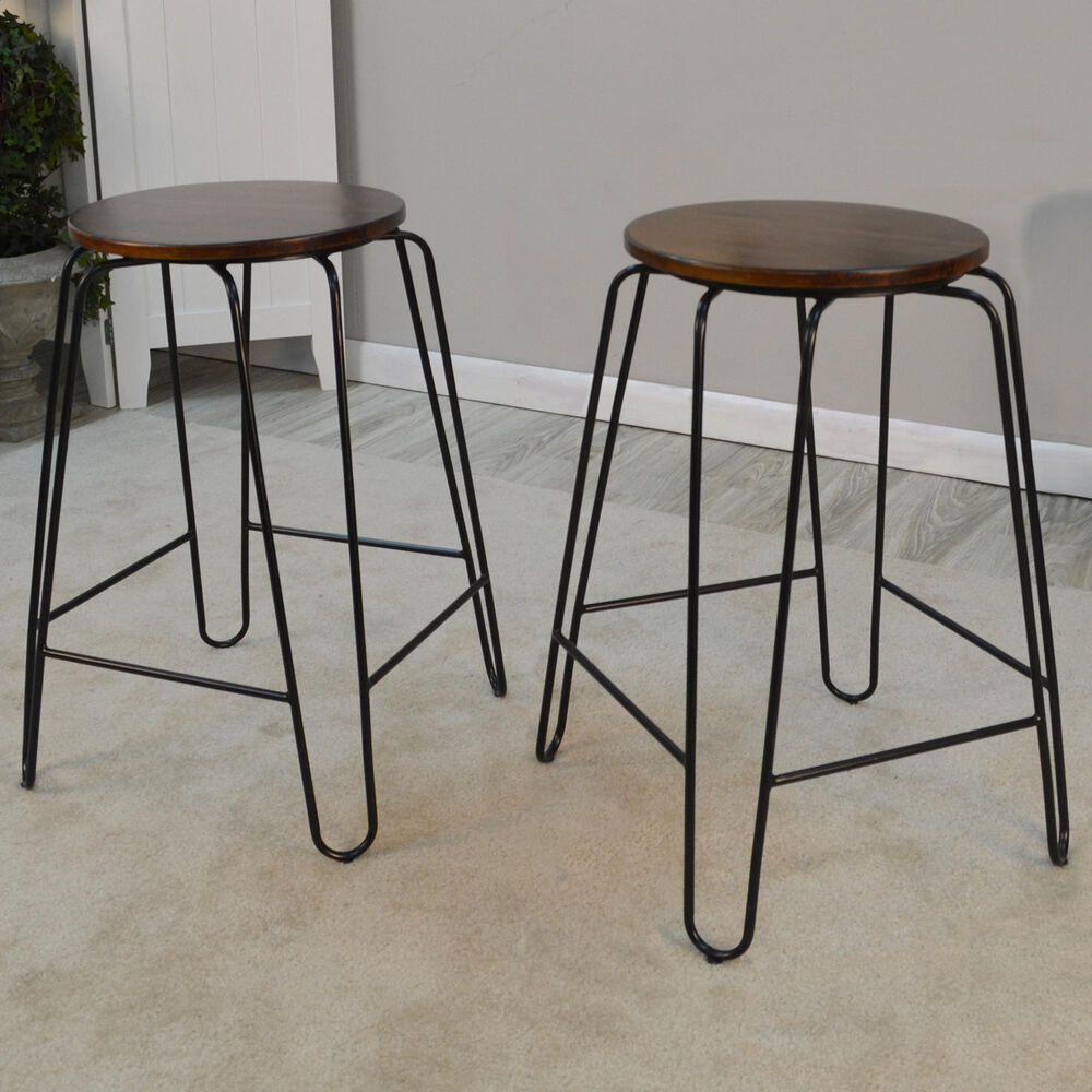 Carolina Cottage Ethan 24" Stool in Elm/Black (Set of 2), , large