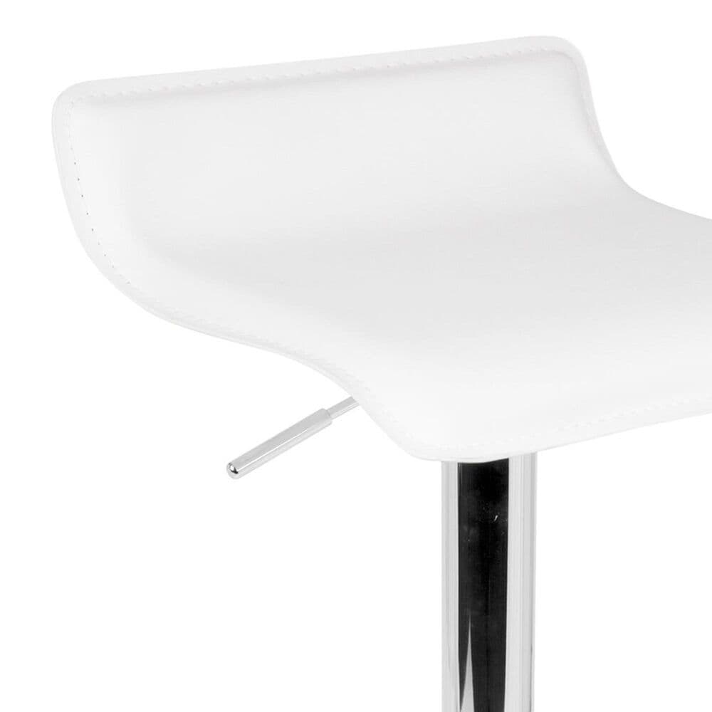 Lumisource Ale Swivel Adjustable Barstool with White Seat in Chrome &#40;Set of 2&#41;, , large