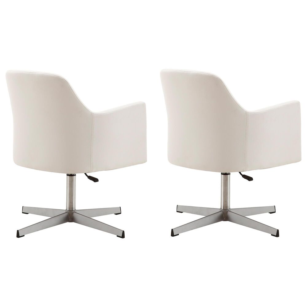 Dayton Pelo Adjustable Swivel Accent Chair in White &#40;Set of 2&#41;, , large