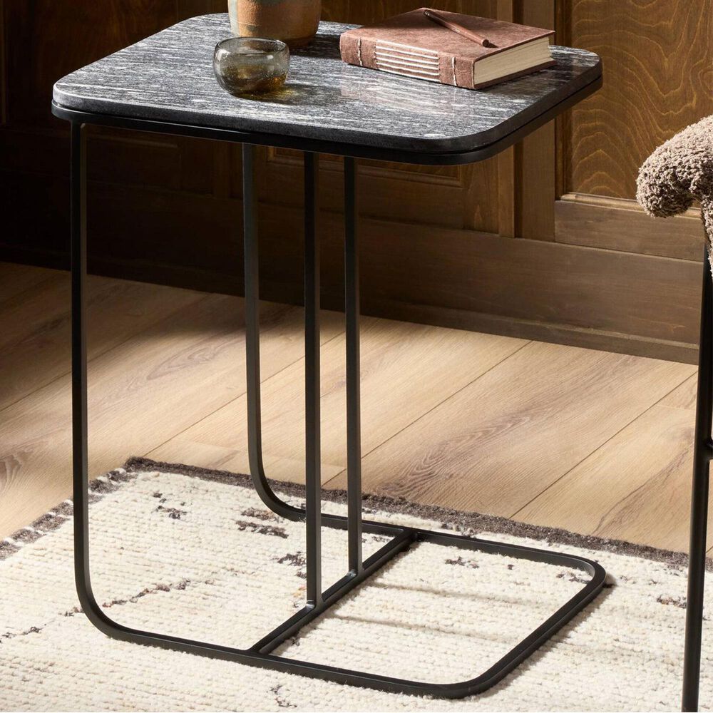 Four Hands Adalley End Table in Polished Black and Matte Black, , large