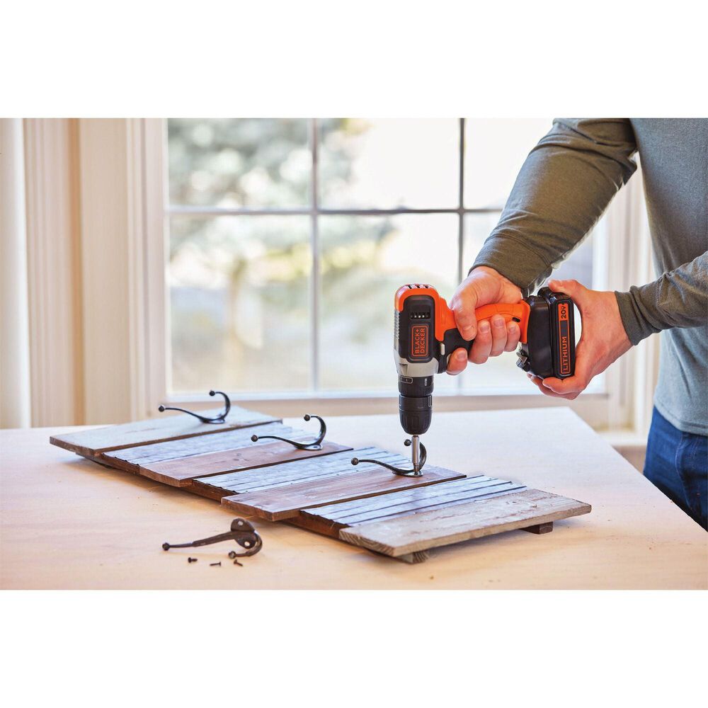 Black &amp; Decker 20V Max Cordless Drill and Driver in Black and Orange, , large