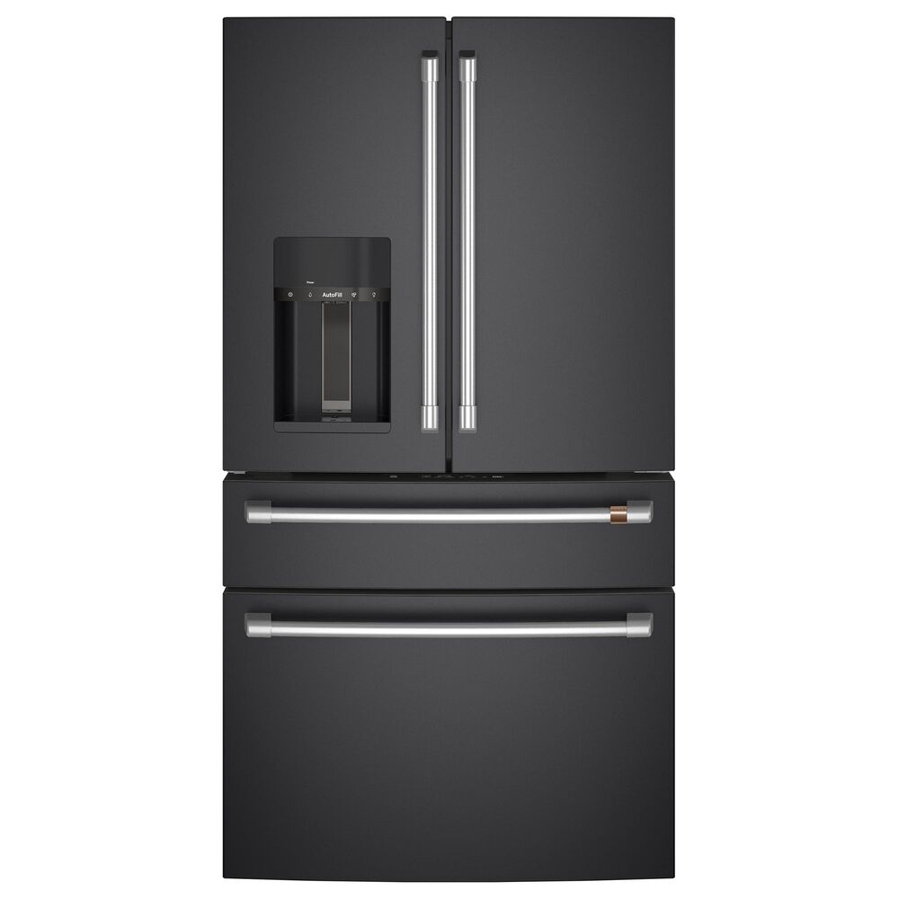 Cafe 27.8 Cu. Ft. Capacity 4-Door Smart French Door Refrigerator in Matte Black, , large