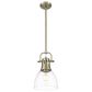 Golden Lighting Duncan 1-Light Small Pendant with Rod and Clear Shade in Aged Brass, , large
