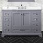 Lexora Home Dukes 48" Single Bathroom Vanity in Dark Grey with 2 cm White Quartz Top and Rectangular Sink, , large