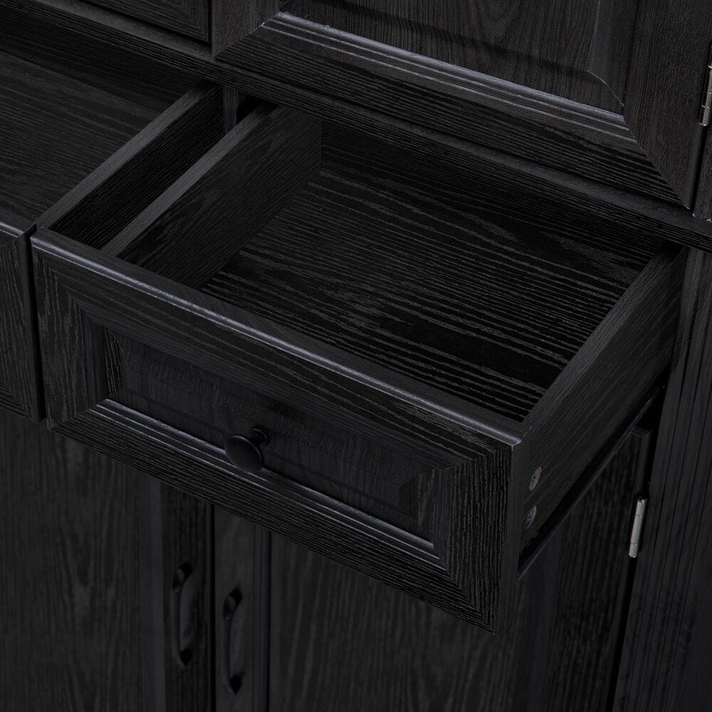 HOMLUX 71" Tall Kitchen Pantry Cabinet with 3 Pull Out Cabinet Organizers, Farmhouse Embossed Texture Storage Cabinet with 6 Door Shelves, 2 Drawers, Freestanding Cupboard for Kitchen, Dining Room Black, , large