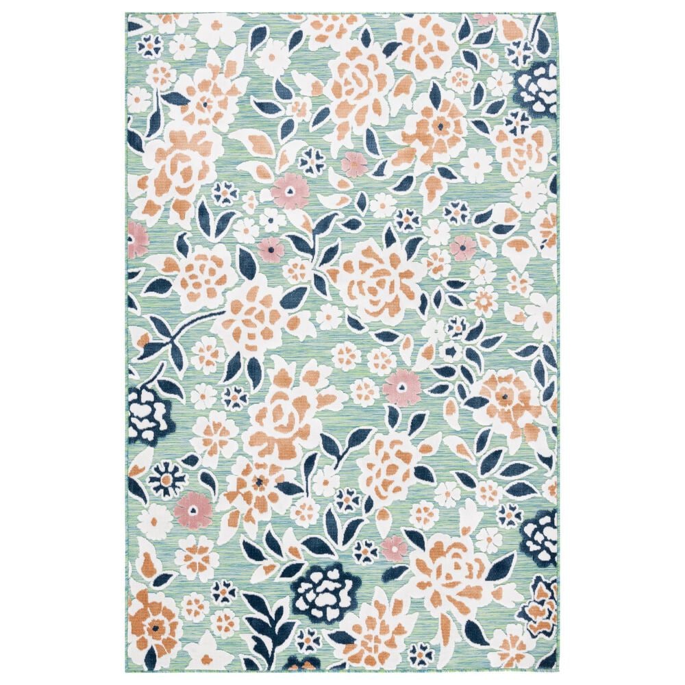 Safavieh Cabana CBN485N 4" x 6" Green and Navy Indoor/Outdoor Area Performance Rug, , large