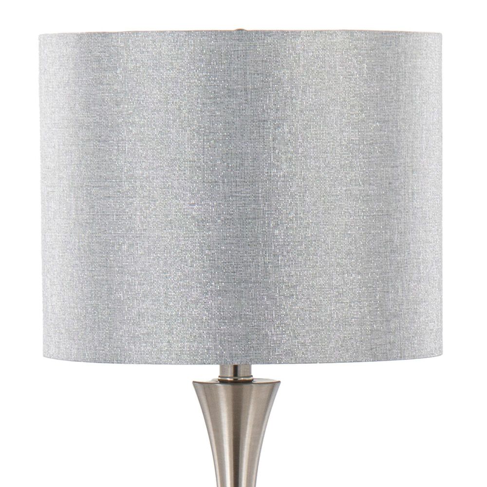 LumiSource Lenuxe 24" Metal Table Lamp with Grey Sparkly Linen Shade in Brushed Nickel (Set of 2), , large