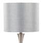 LumiSource Lenuxe 24" Metal Table Lamp with Grey Sparkly Linen Shade in Brushed Nickel (Set of 2), , large