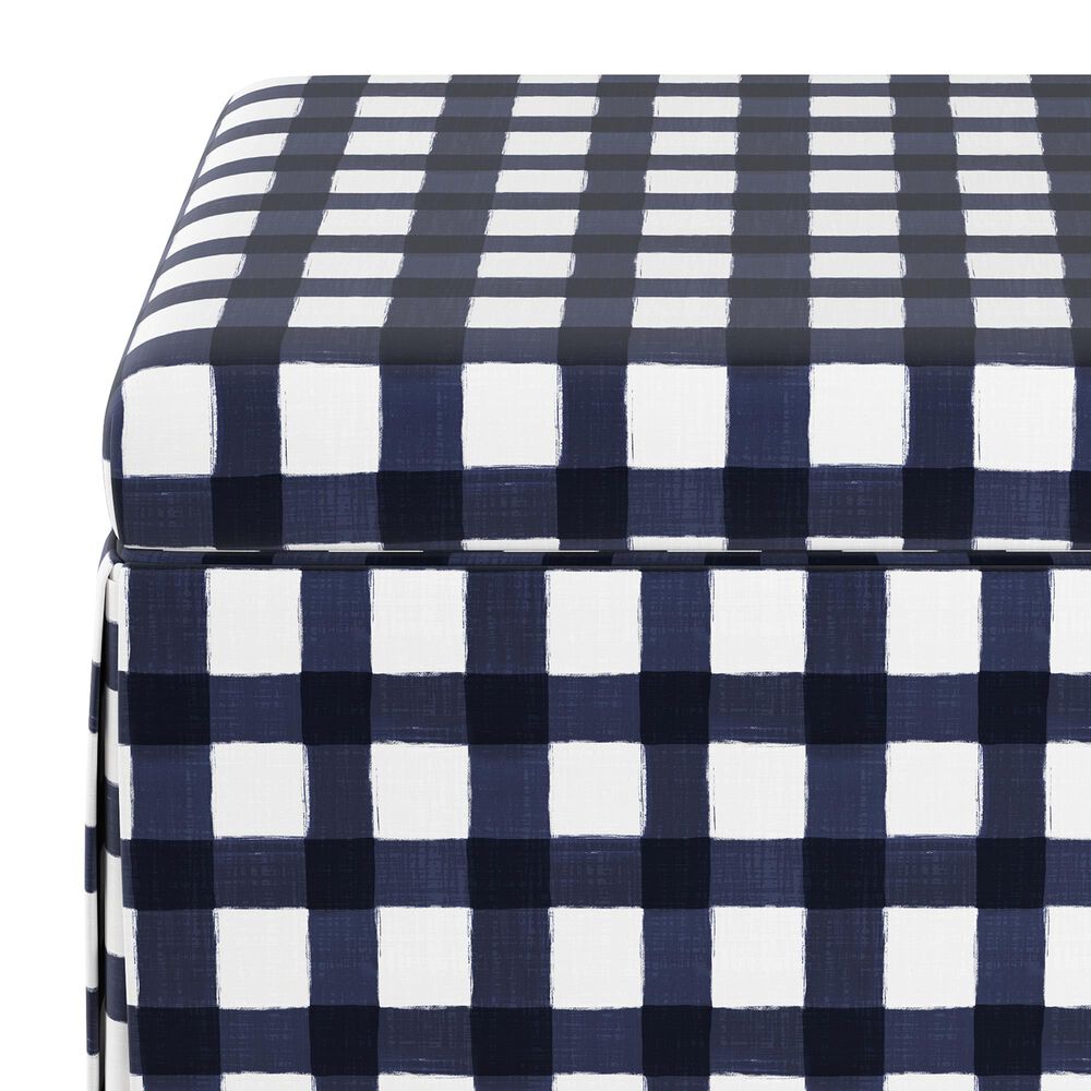 Skyline Furniture Storage Ottoman in Buffalo Gingham Blue, , large
