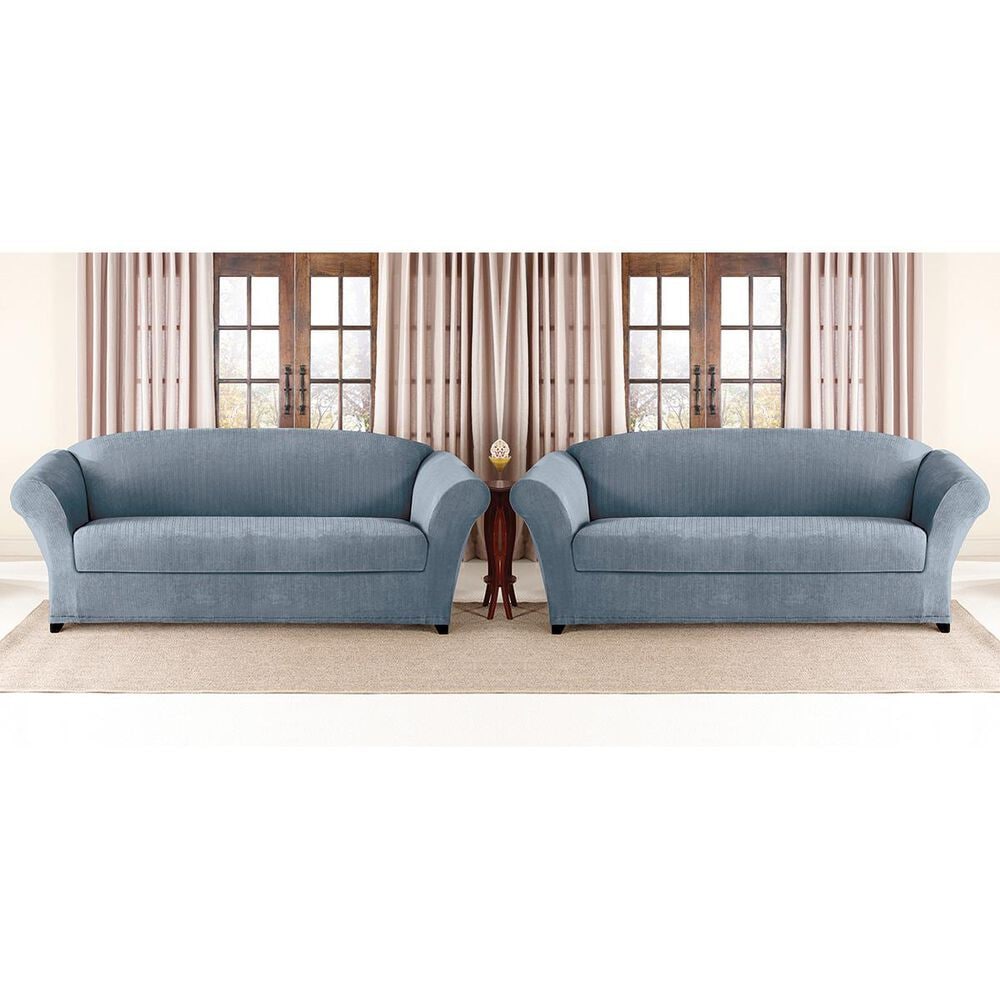 Surefit 2-Piece Box Cushion Sofa Slipcover in French Blue, , large