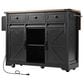 HOMLUX 54" Kitchen Island with Sliding Barn Door in Black, , large