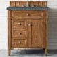 James Martin Vanities Brittany 30" Single Bathroom Vanity in Saddle Brown with 3 cm Parisien Bleu Quartz Top and Rectangular Sink, , large