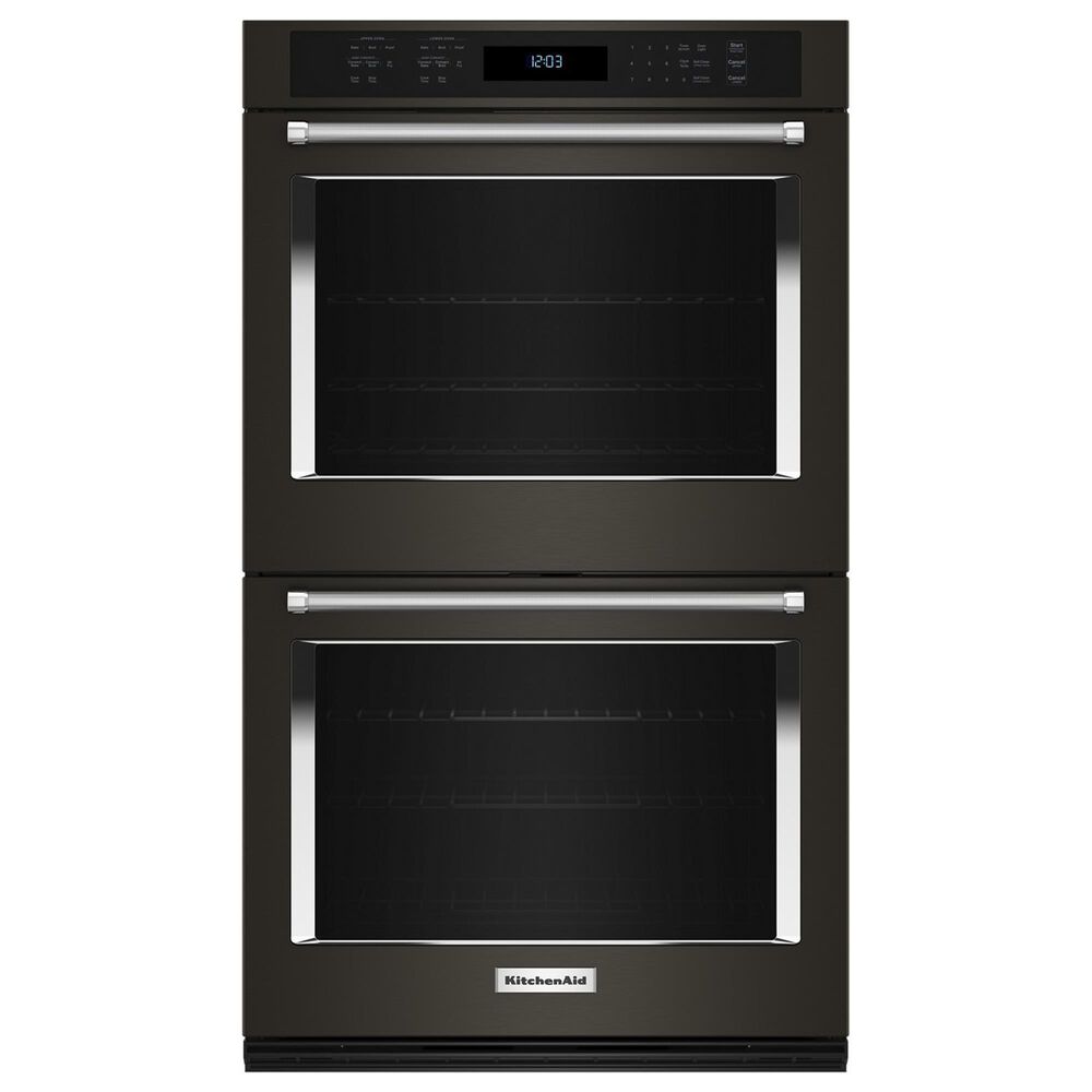 KitchenAid 30" Double Electric Wall Oven with Air Fry Mode in Black Stainless Steel, , large