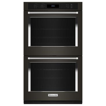 KitchenAid 30" Double Electric Wall Oven with Air Fry Mode in Black Stainless Steel, , large