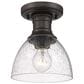 Golden Lighting Hines Semi Flush in Rubbed Bronze with Seeded Glass, , large