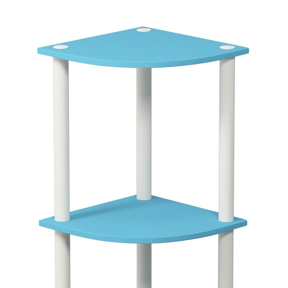 HOMLUX Turn-N-Tube 3-Tier Corner Bookshelf in Light Blue and White, , large