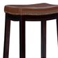 Linon Home Decor Claridge Counter Stool with Cognac Cushion in Dark Brown, , large