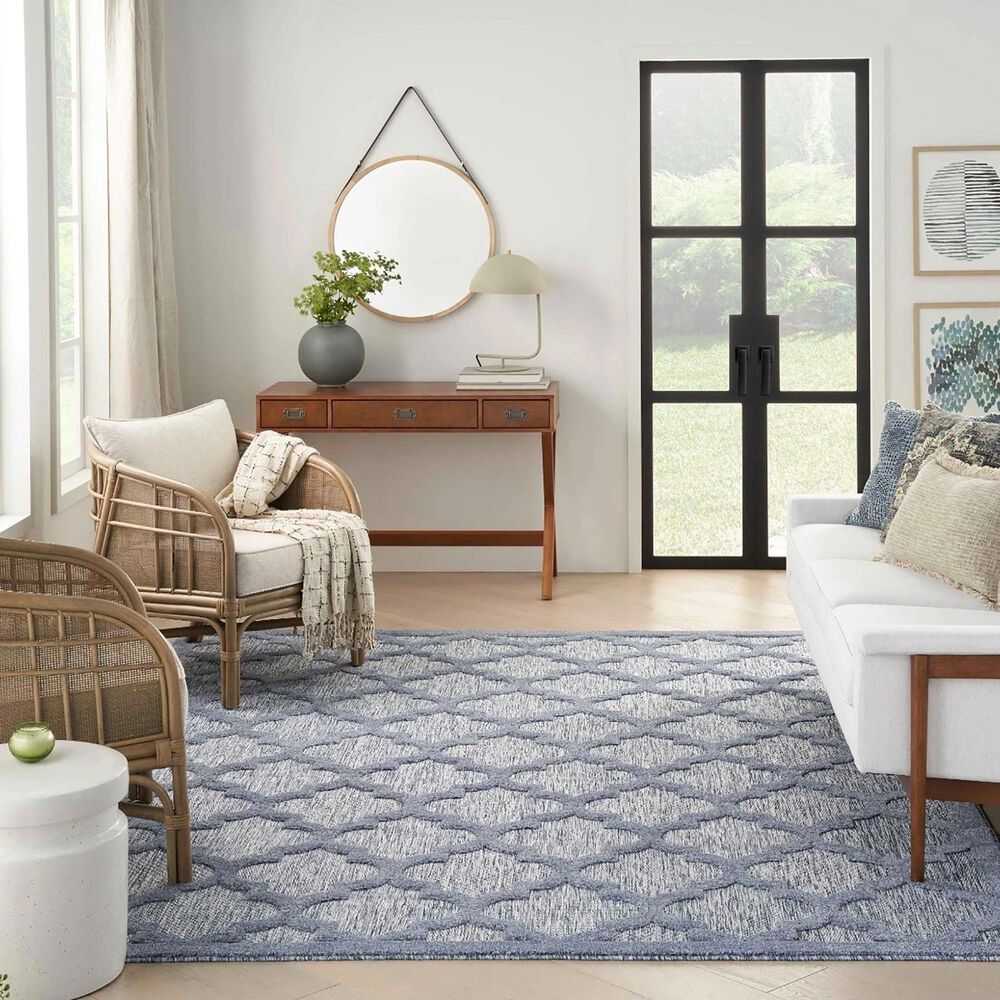 Nourison Easy Care 7&#39; x 10&#39; Denim Blue Indoor/Outdoor Area Rug, , large