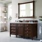 James Martin Vanities Brittany 60" Single Bathroom Vanity in Burnished Mahogany with 3 cm Eternal Jasmine Pearl Silestone Top, Rectangular Sink and FreePower Wireless Charger, , large