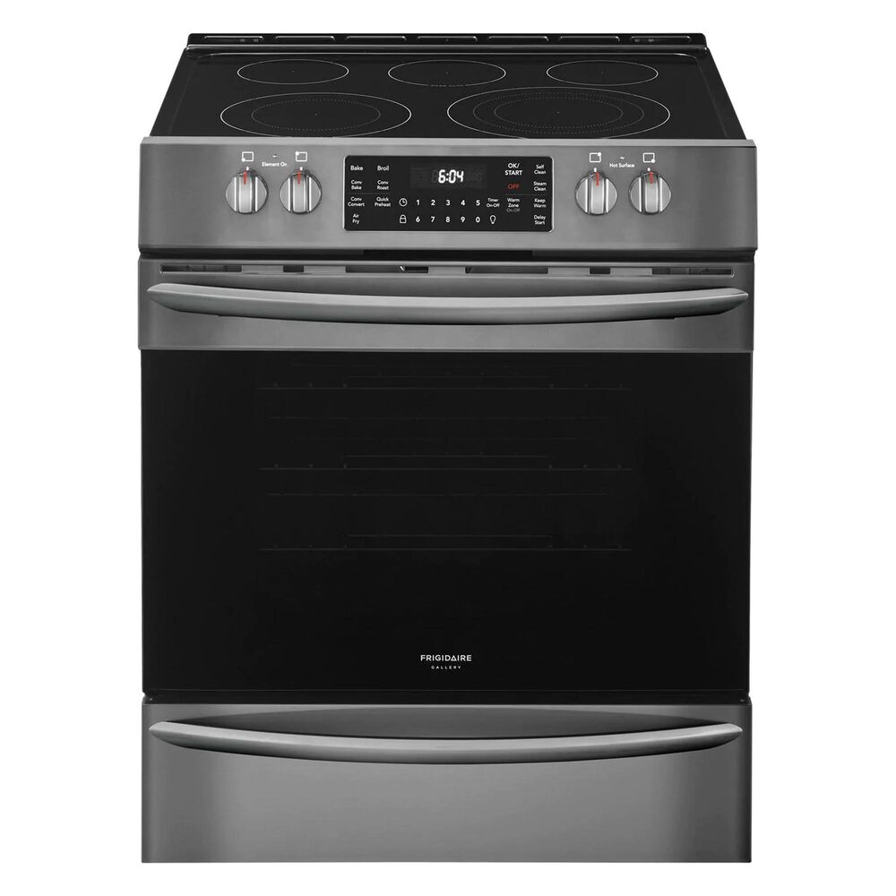 Frigidaire Gallery 30" Front Control Electric Range with Air Fry in Black Stainless Steel, , large